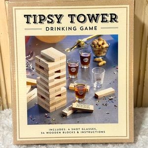 Tipsy tower, drinking Jenga game with shot glasses – new in box